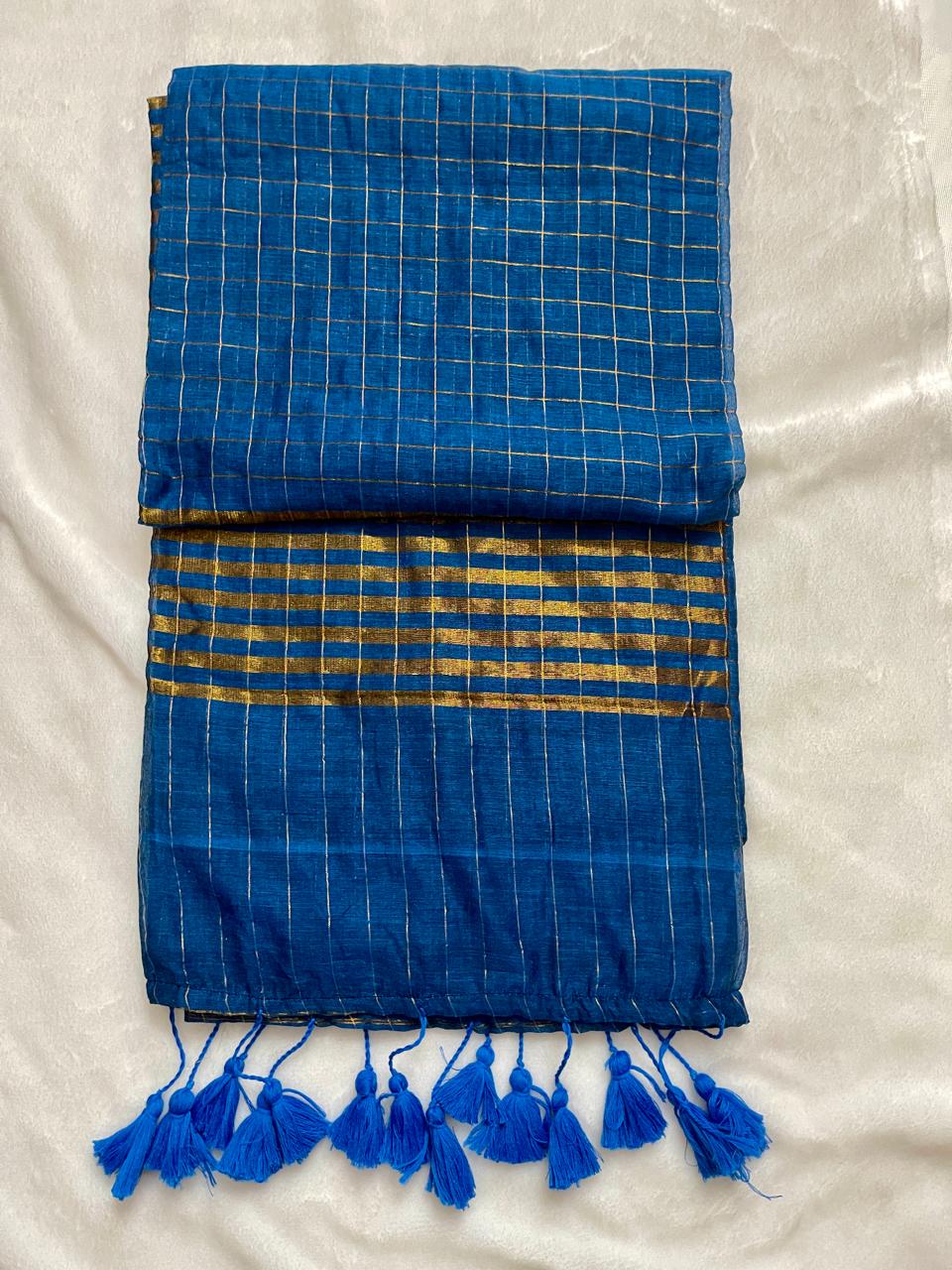 Mul Cotton Saree with Checked Pattern