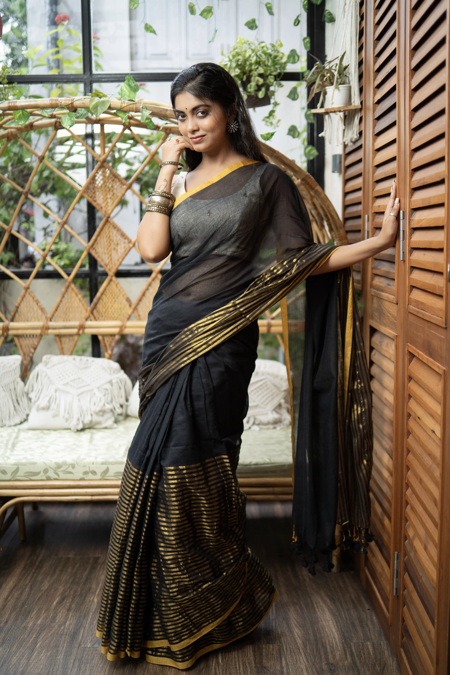 Striped Mul Cotton Saree