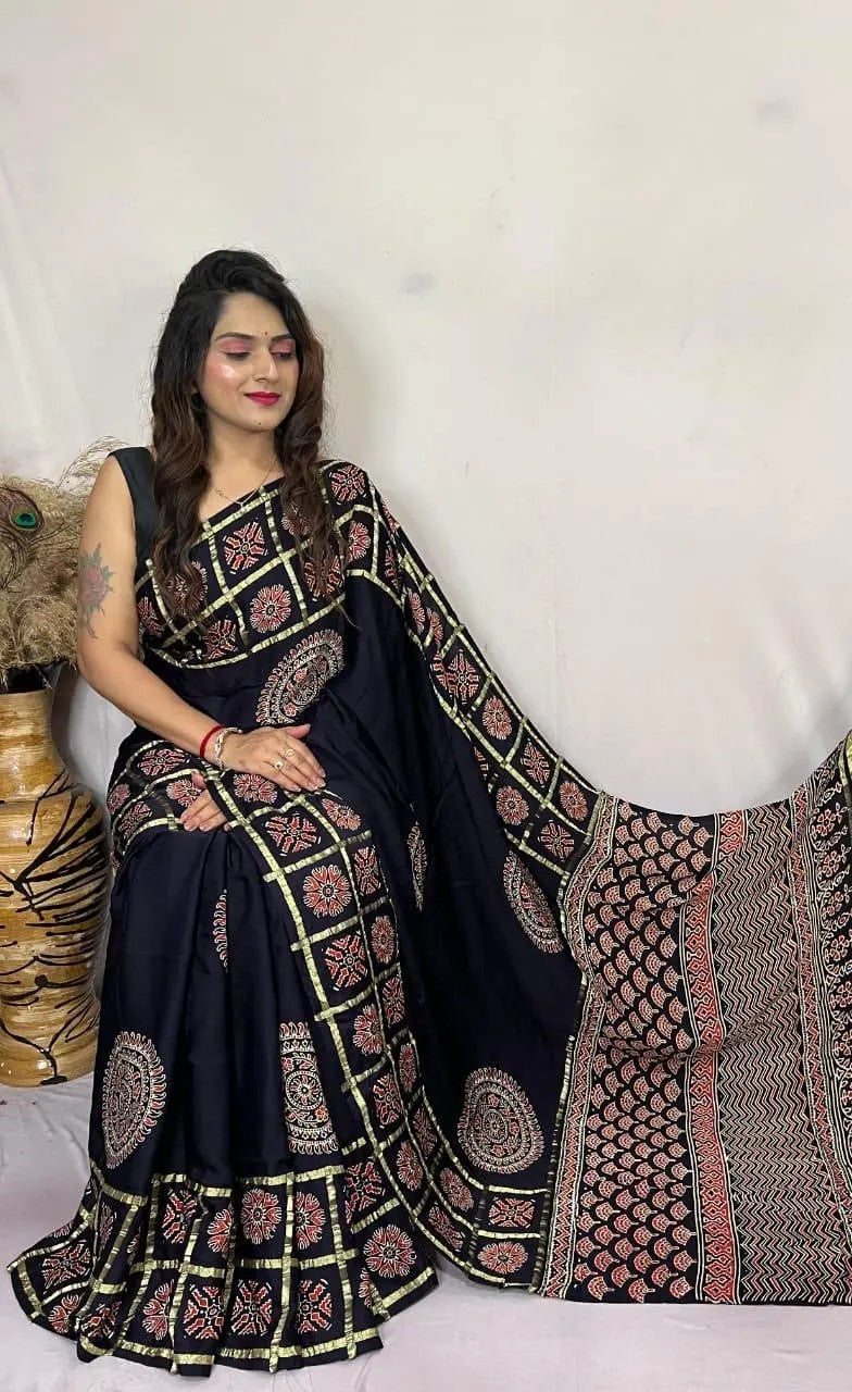 Ajrakh Print Modal Saree