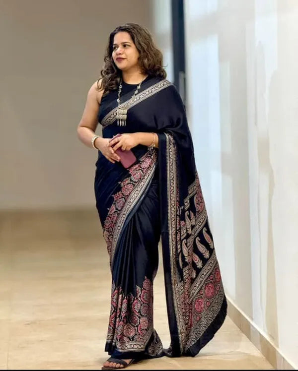 Ajrakh Print Modal Saree