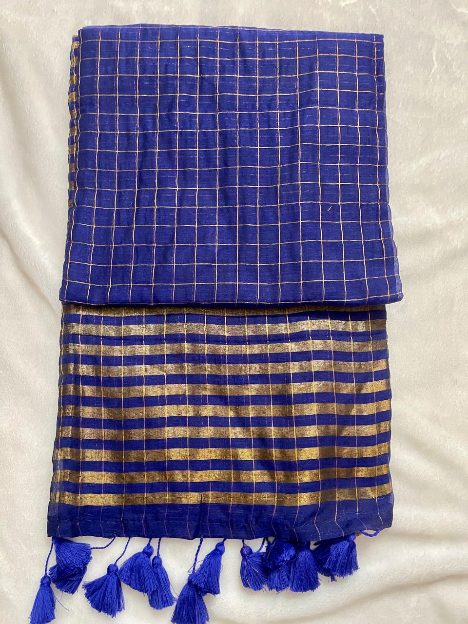 Mul Cotton Saree with Checked Pattern