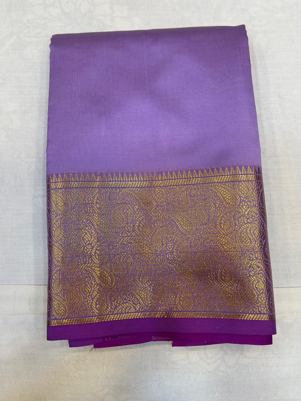 Semi Kanchi Saree with Contrast Pallu and Blouse