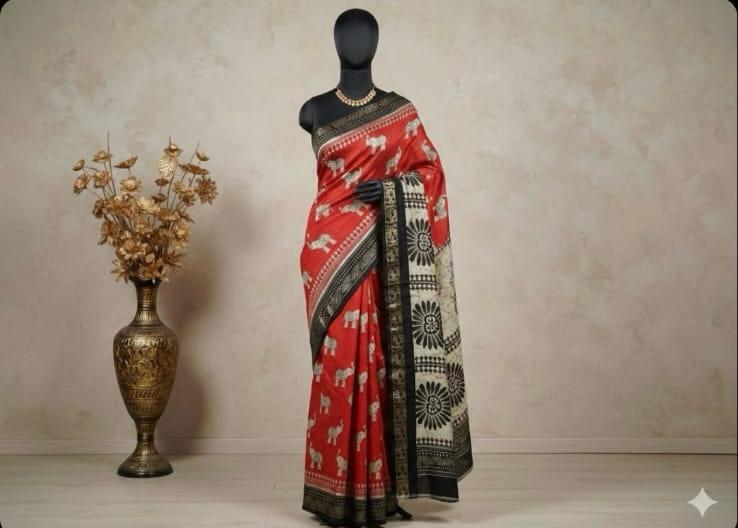 Mangalagiri Pen Kalamkari Saree