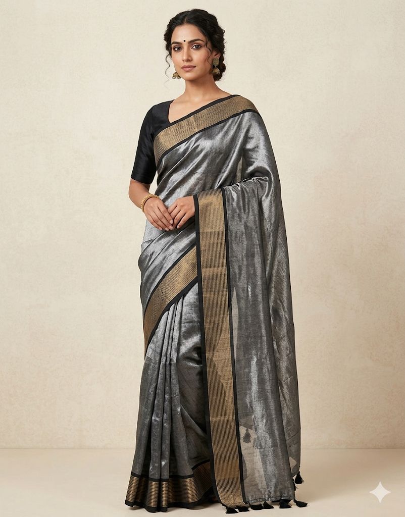 Elegant Raga Tissue Saree with Designer Border & Tassels