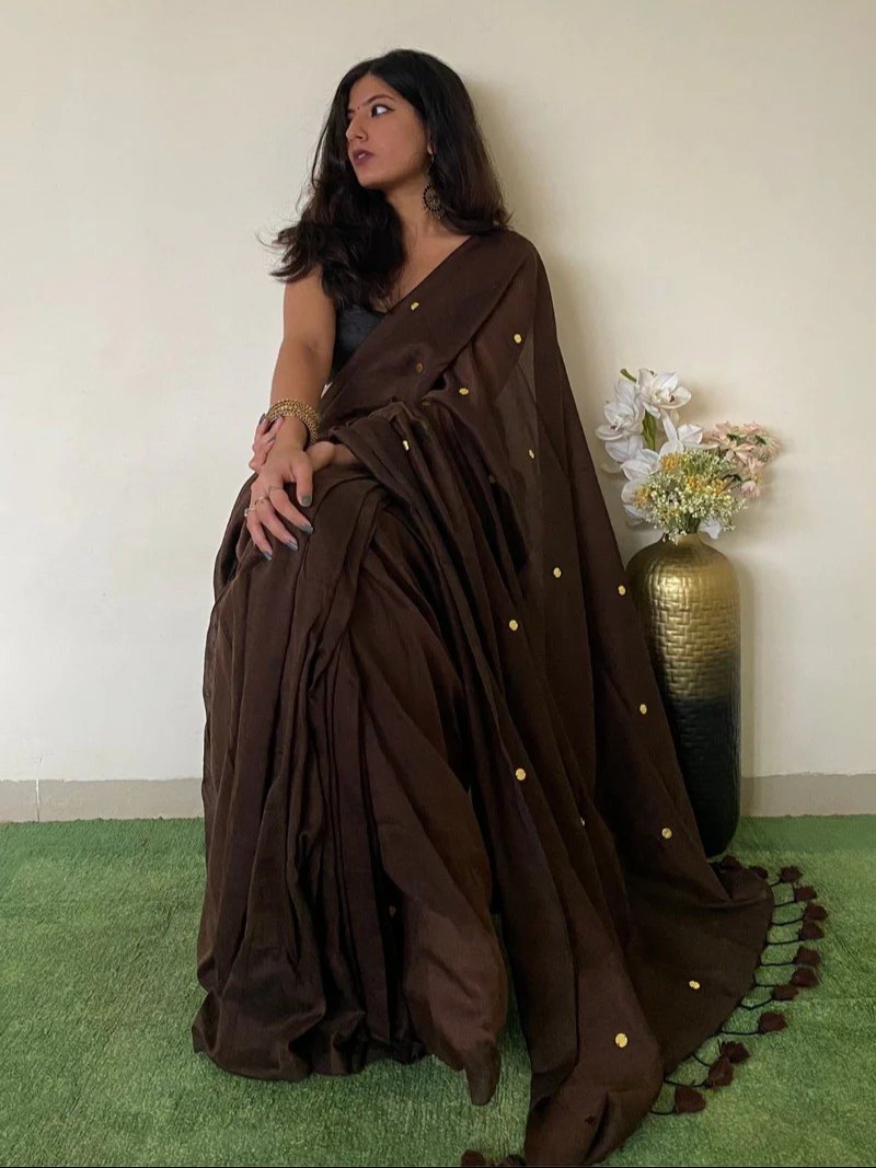 Khadi Cotton Saree with Gini Work
